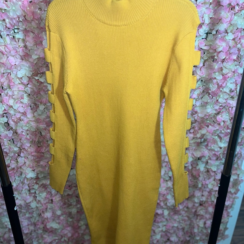 Almost Famous Yellow Long Sleeve Dress